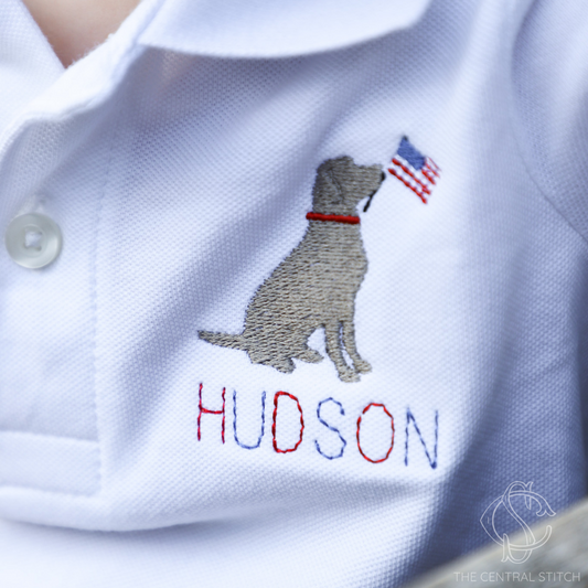 Lab with a Flag Polo